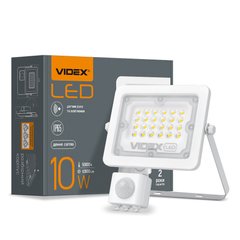 LED прожектор VIDEX F2e 10W 5000K с датчиком движения и освещения
