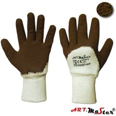 EN420 Перчатки белый\коричневый RGSjFOAM зима, хлопок с нашивкой + пена