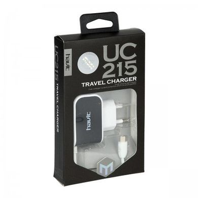 24589 	USB зарядка HAVIT HV-UC215 with Micro-USB cable 1m, black