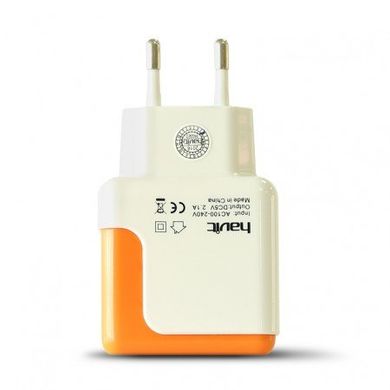 24106 USB зарядка HAVIT HV-UC309, white/orange, 2,1А